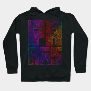 Paris, France City Map Typography - Colorful Hoodie